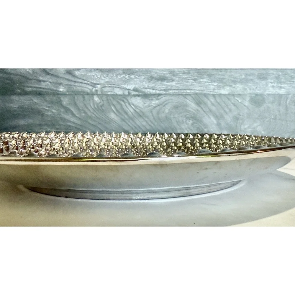2 Benzara Silver Hammered Ceramic Decorative Plate 12